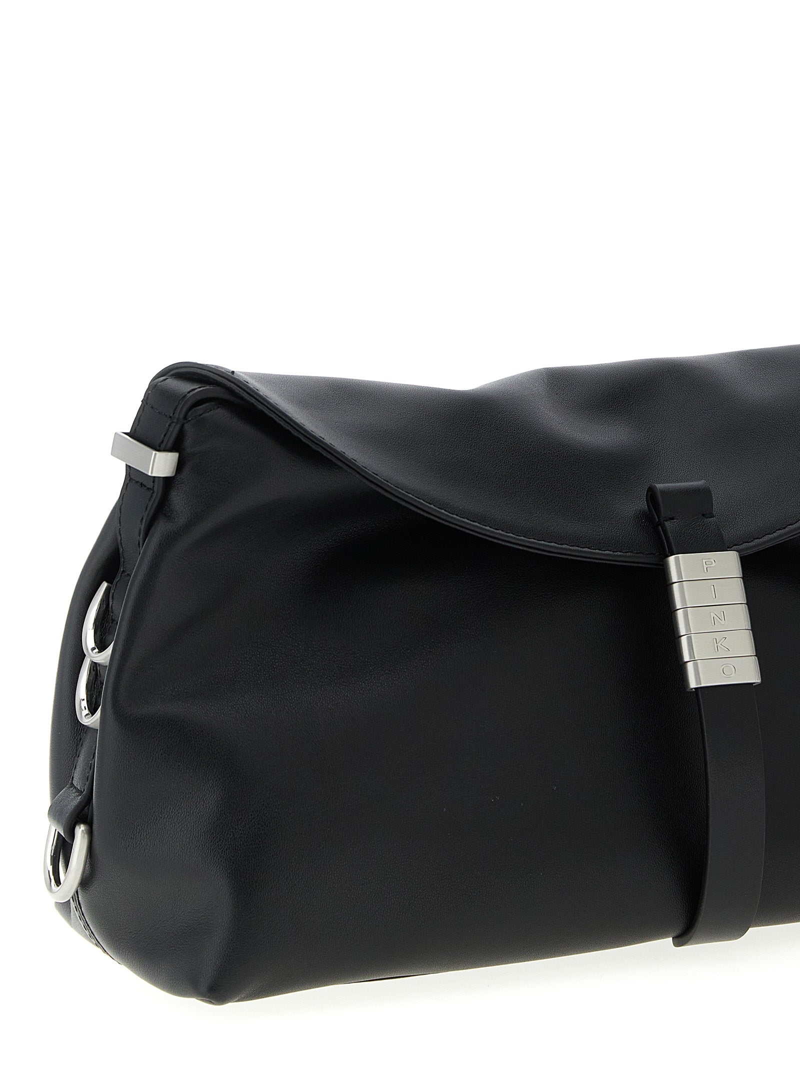 PINKO Black Goatskin Shoulder Bag