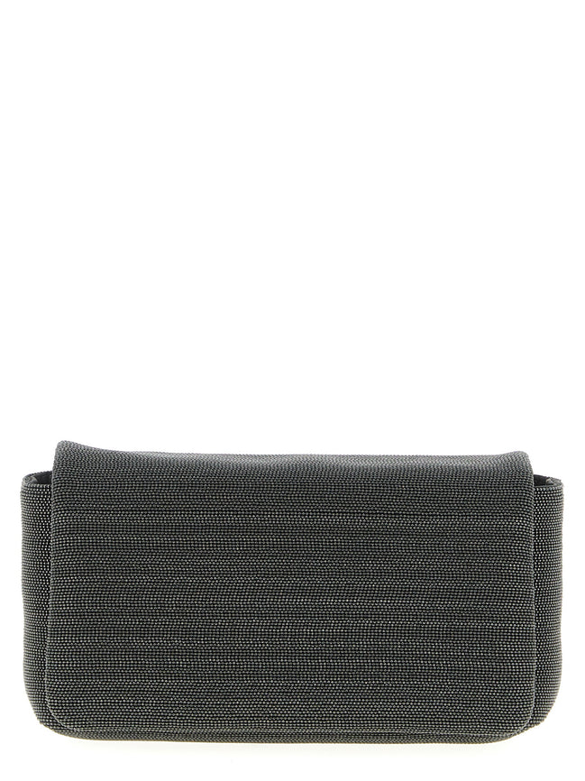 Brunello Cucinelli Black Leather Clutch Bag