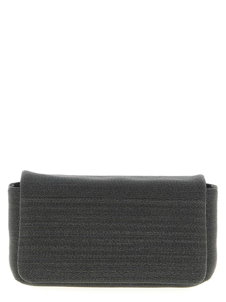 Brunello Cucinelli Black Leather Clutch Bag