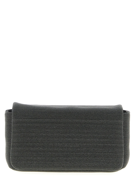 Brunello Cucinelli Black Leather Clutch Bag