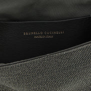 Brunello Cucinelli Black Leather Clutch Bag