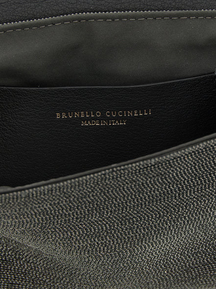 Brunello Cucinelli Black Leather Clutch Bag