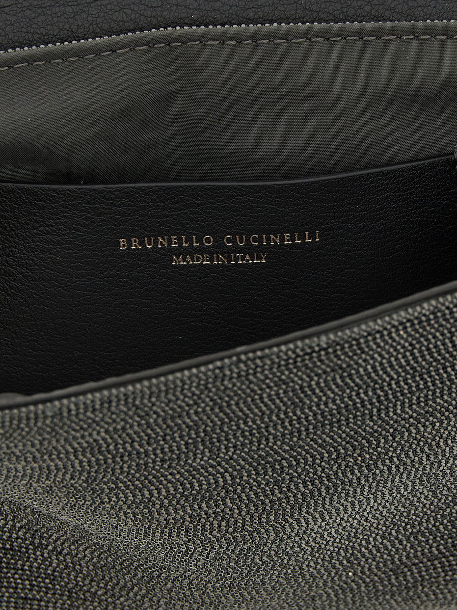 Brunello Cucinelli Black Leather Clutch Bag