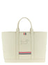 Thom Browne White Calfskin Tote Bag