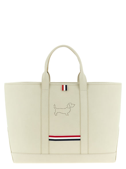 Thom Browne White Calfskin Tote Bag