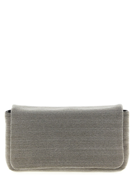 Τσάντα clutch Brunello Cucinelli από ασημί δέρμα