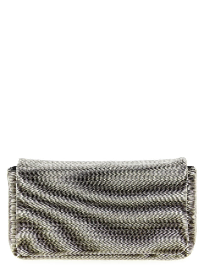 Brunello Cucinelli Silver Leather Clutch Bag