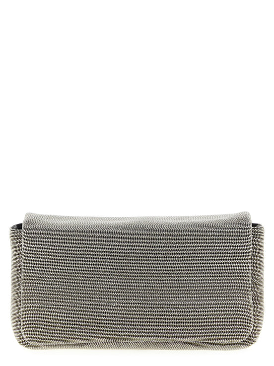 Brunello Cucinelli Silver Leather Clutch Bag
