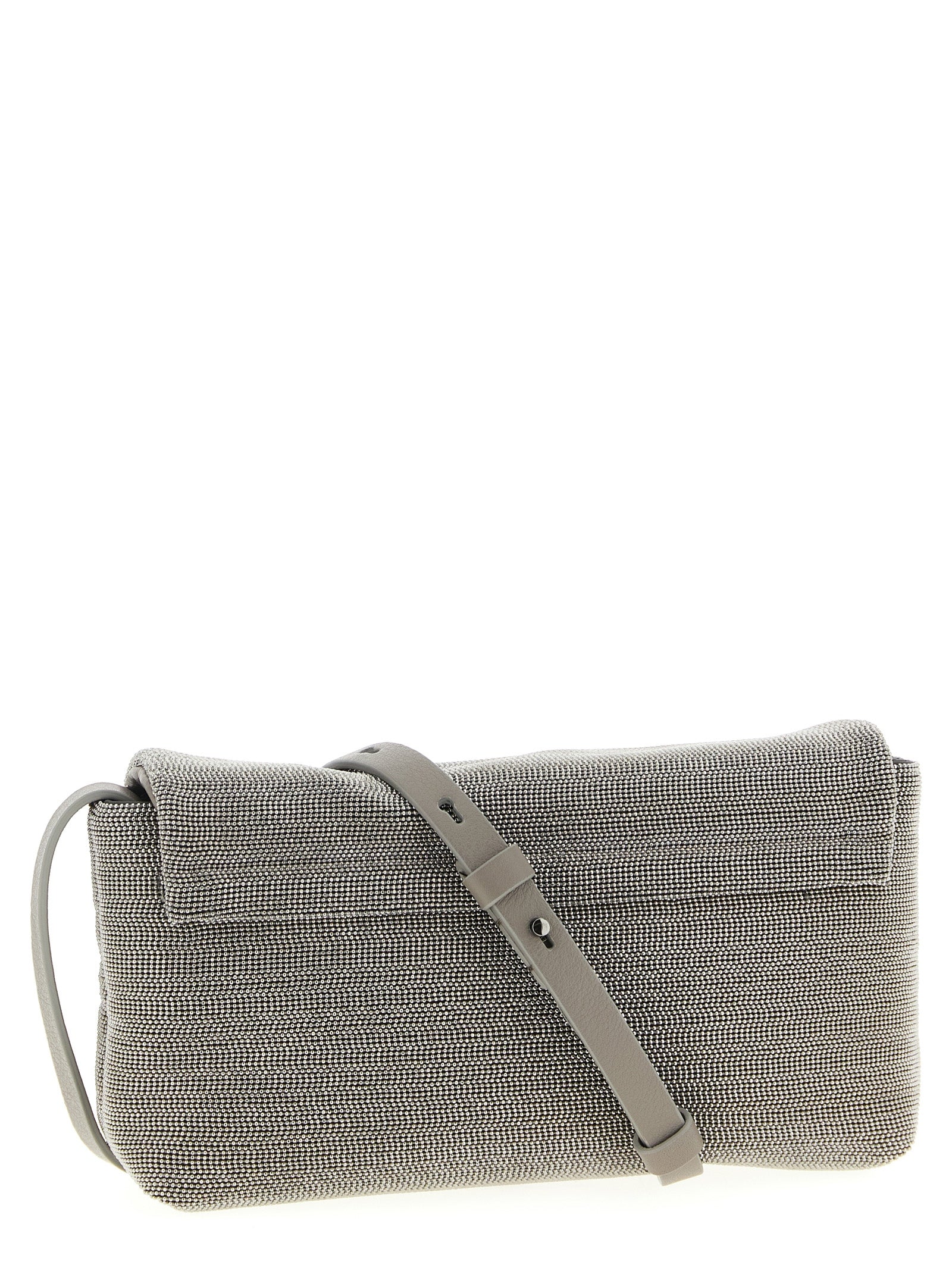 Τσάντα clutch Brunello Cucinelli από ασημί δέρμα