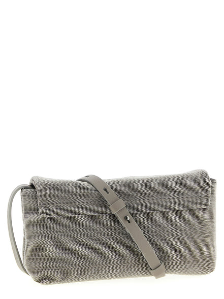 Τσάντα clutch Brunello Cucinelli από ασημί δέρμα