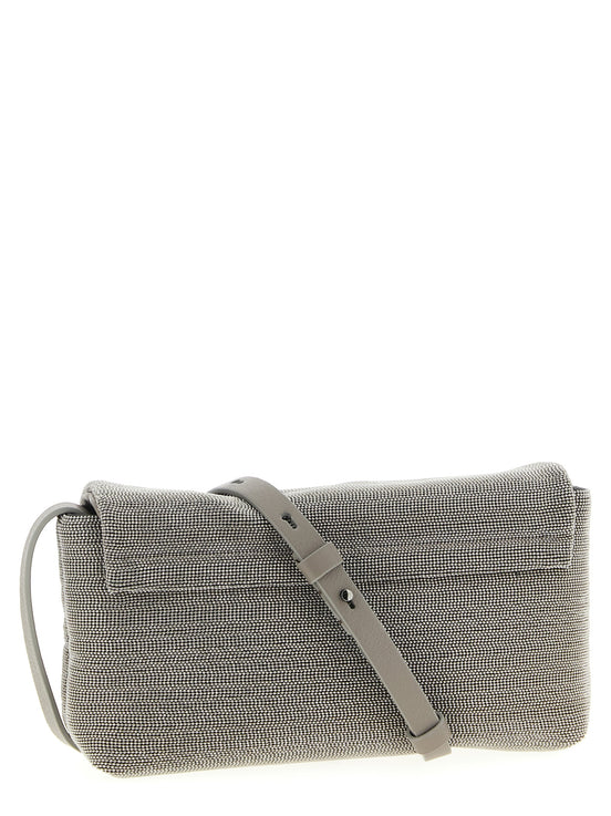 Brunello Cucinelli Silver Leather Clutch Bag