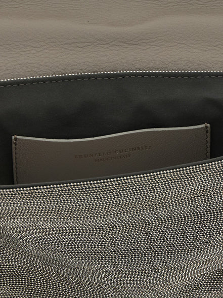 Τσάντα clutch Brunello Cucinelli από ασημί δέρμα