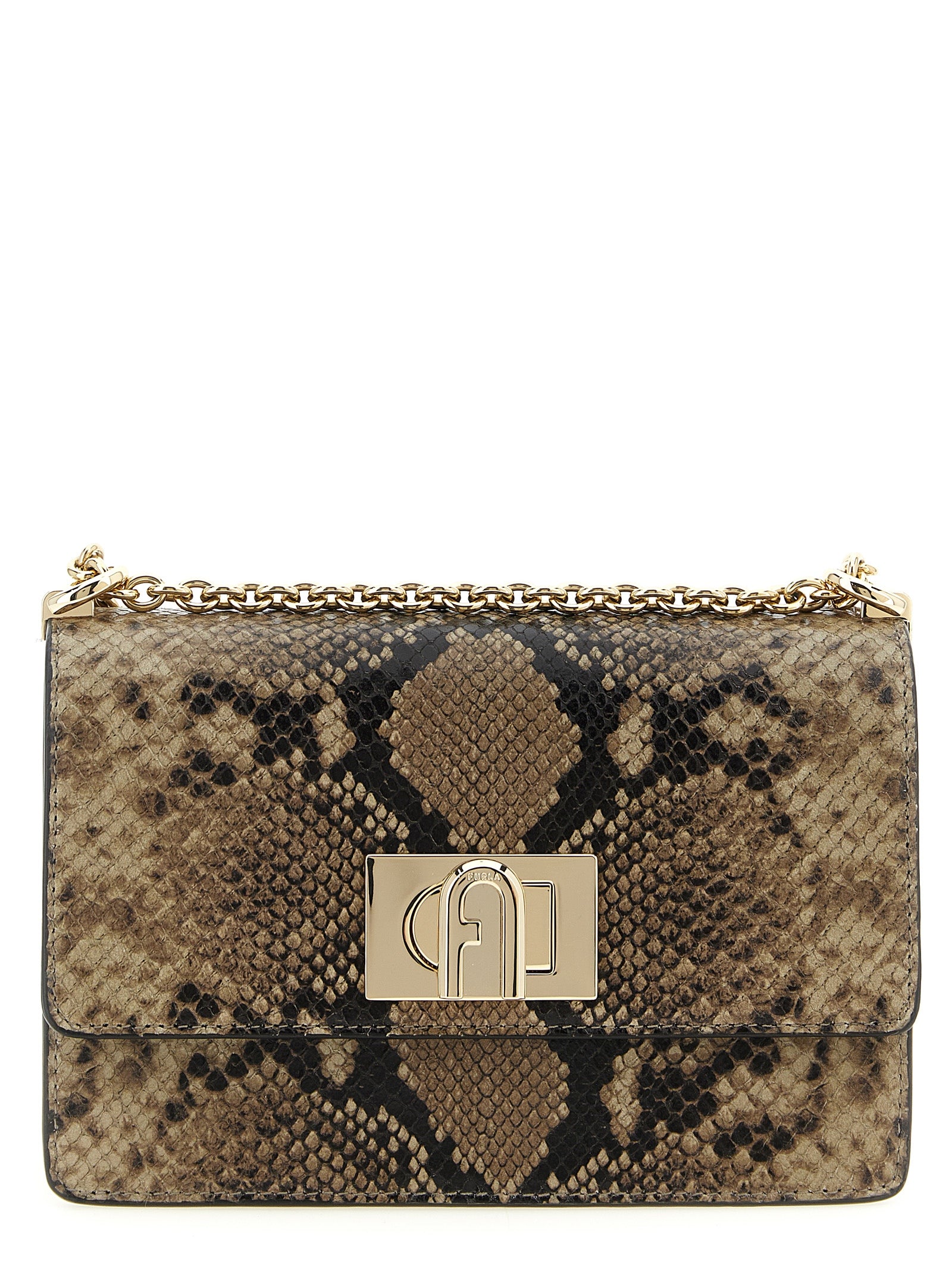 Τσάντα crossbody Furla από γκρι δέρμα κατσίκας