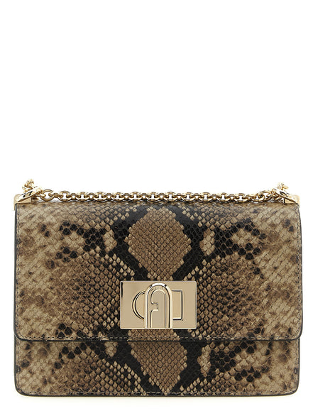 Τσάντα crossbody Furla από γκρι δέρμα κατσίκας