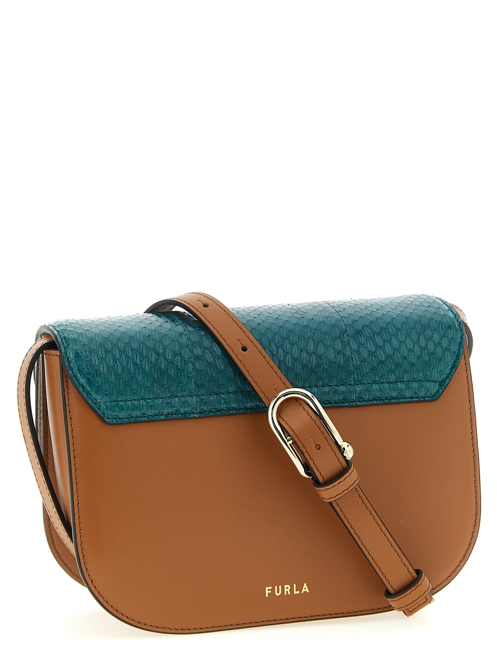 Τσάντα crossbody Furla πολύχρωμη από δέρμα αρνιού