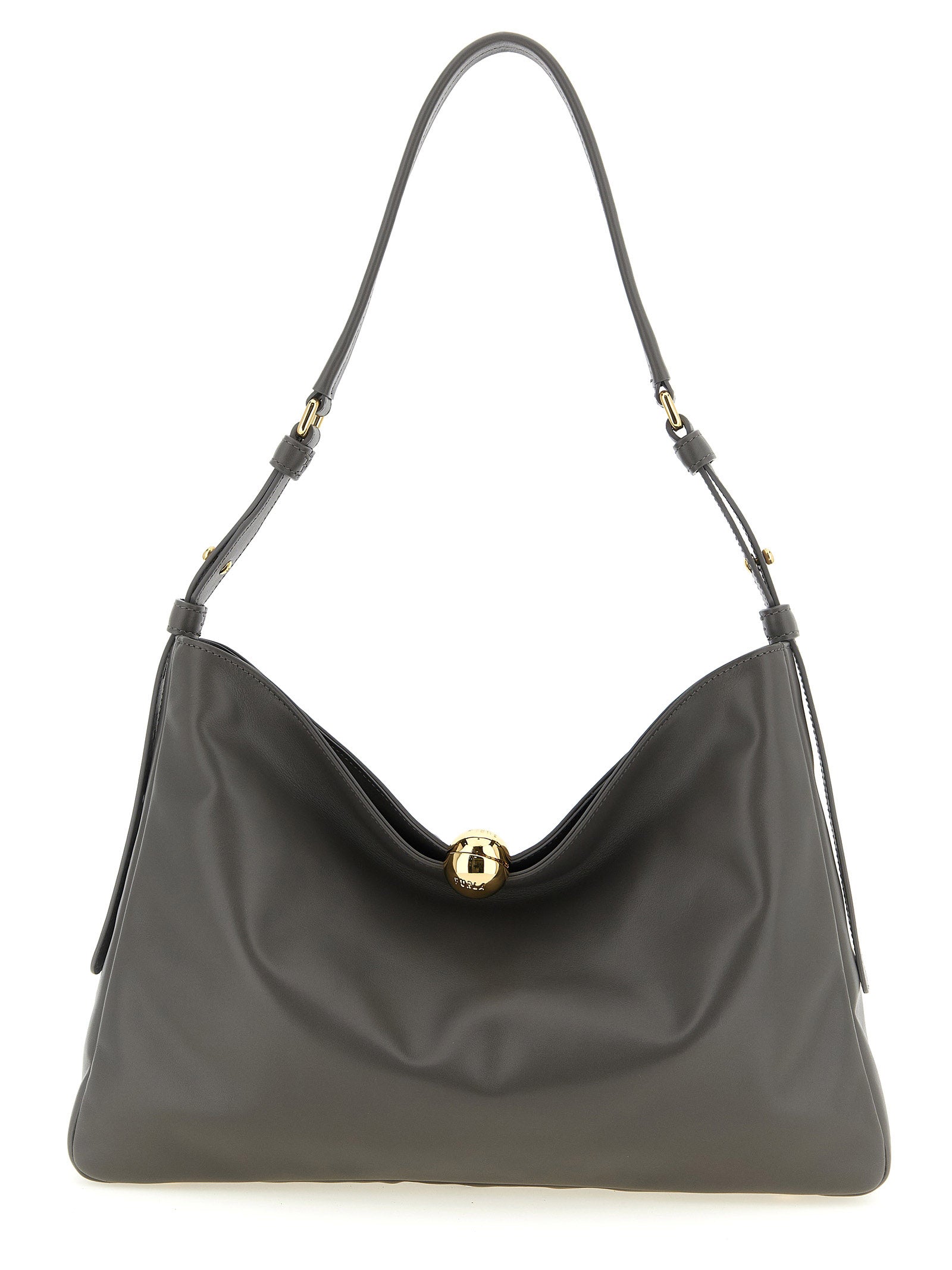 Furla Gray Calfskin Shoulder Bag