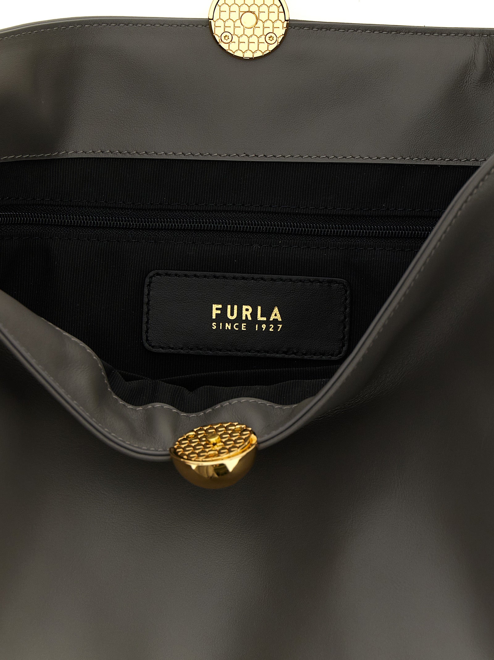 Furla Gray Calfskin Shoulder Bag