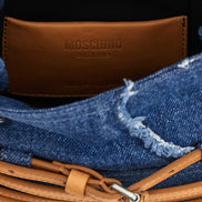 Τσάντα χειρός Moschino από μπλε βαμβάκι  