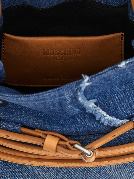 Τσάντα χειρός Moschino από μπλε βαμβάκι  