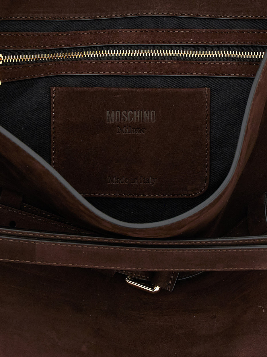 Moschino Brown Calfskin Shoulder Bag
