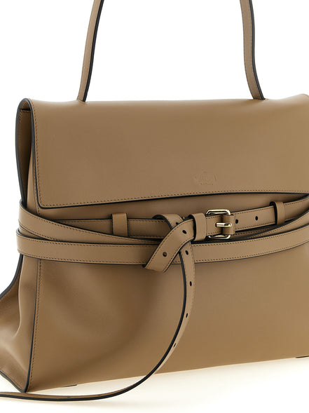 Γυναικεία τσάντα ώμου Moschino από μπεζ δέρμα Napa / δέρμα μοσχαριού Bos Taurus  