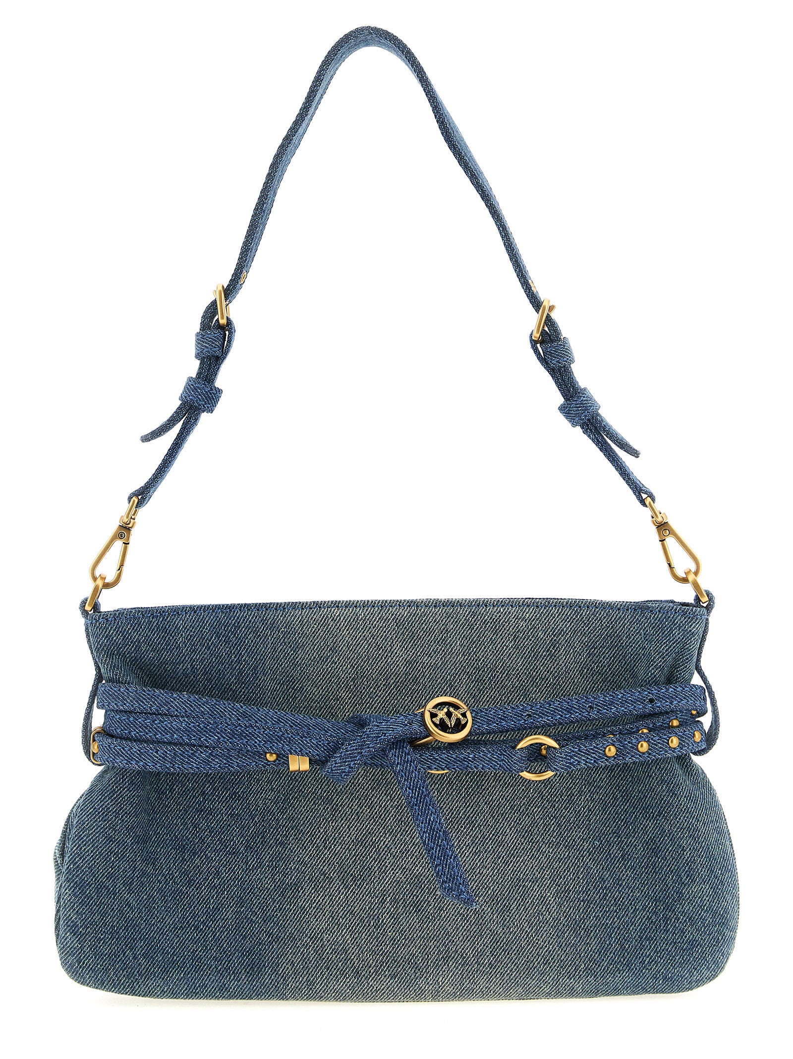 PINKO Blue Cotton Shoulder Bag