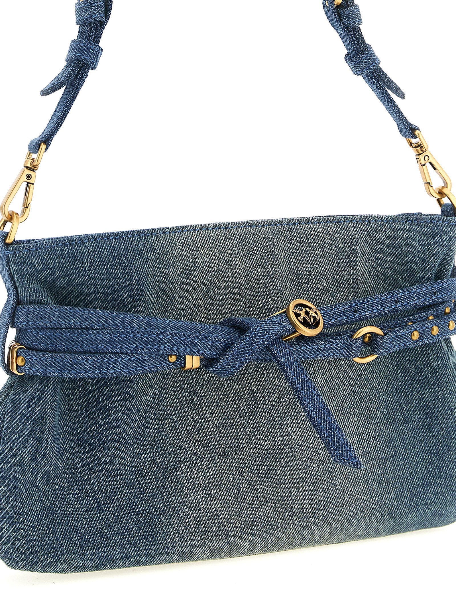 PINKO Blue Cotton Shoulder Bag