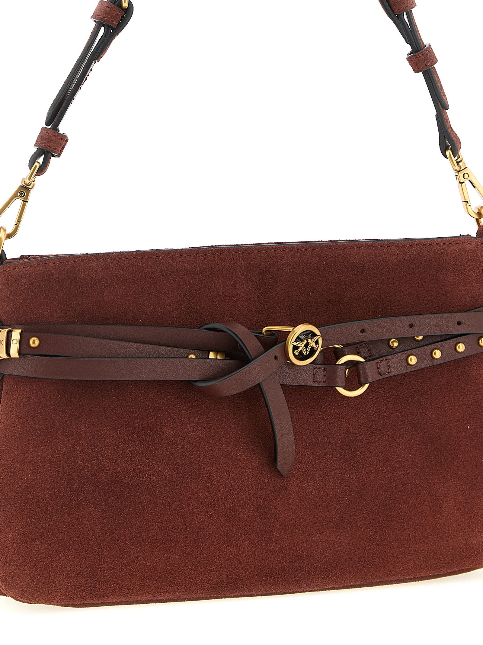 PINKO Bordeaux Lamb Leather Shoulder Bag