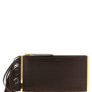 Elisabetta Franchi Brown Leather Clutch Bag