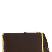 Elisabetta Franchi Brown Leather Clutch Bag