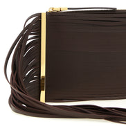 Elisabetta Franchi Brown Leather Clutch Bag