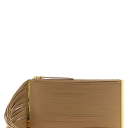 Elisabetta Franchi Beige Leather Clutch Bag