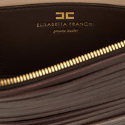 Elisabetta Franchi Brown Leather Clutch Bag