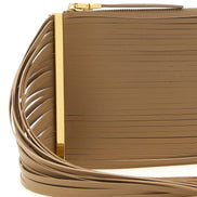 Elisabetta Franchi Beige Leather Clutch Bag