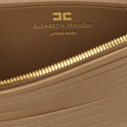 Elisabetta Franchi Beige Leather Clutch Bag