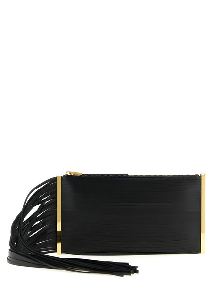 Elisabetta Franchi Black Leather Clutch Bag