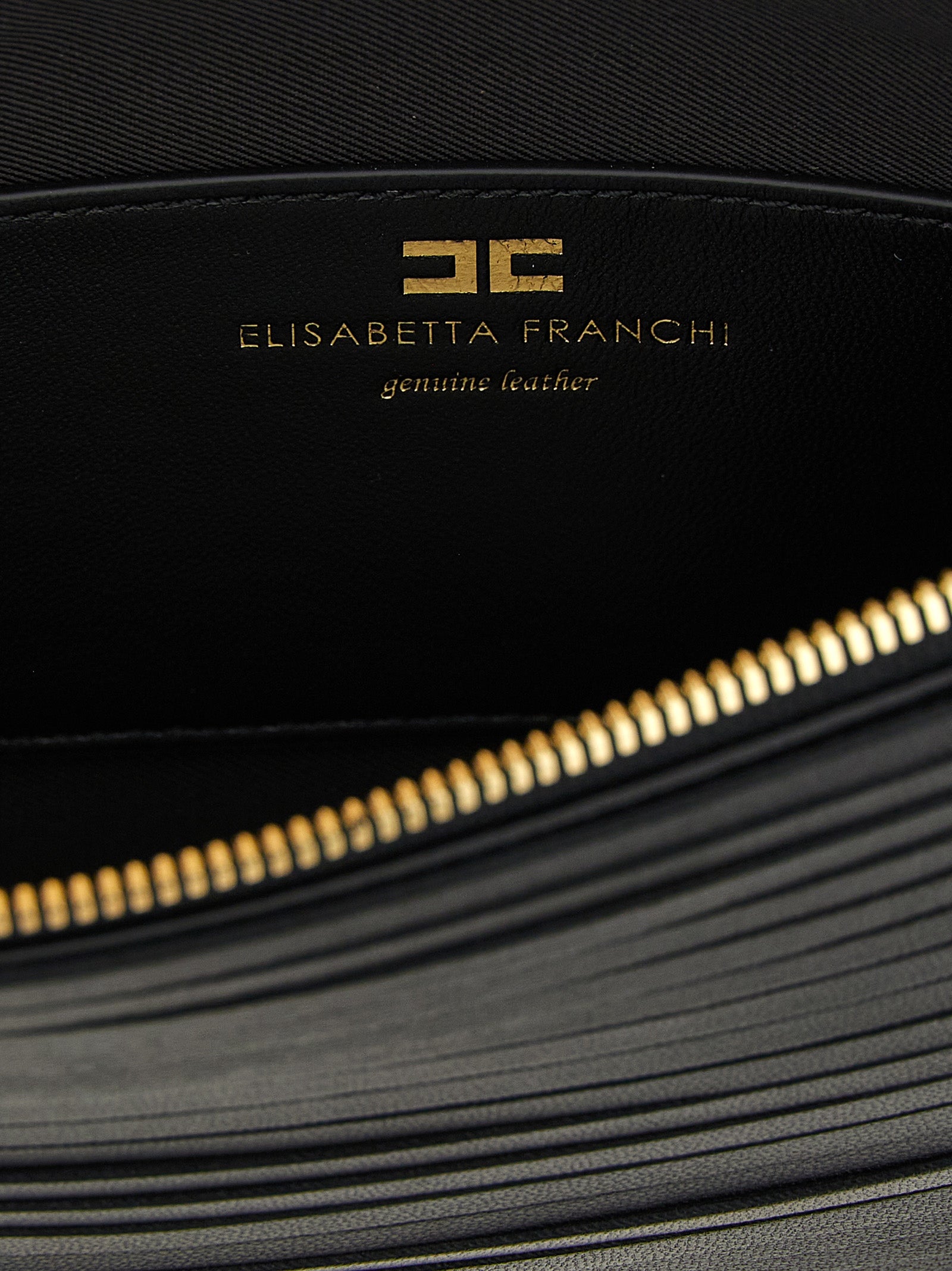 Elisabetta Franchi Black Leather Clutch Bag