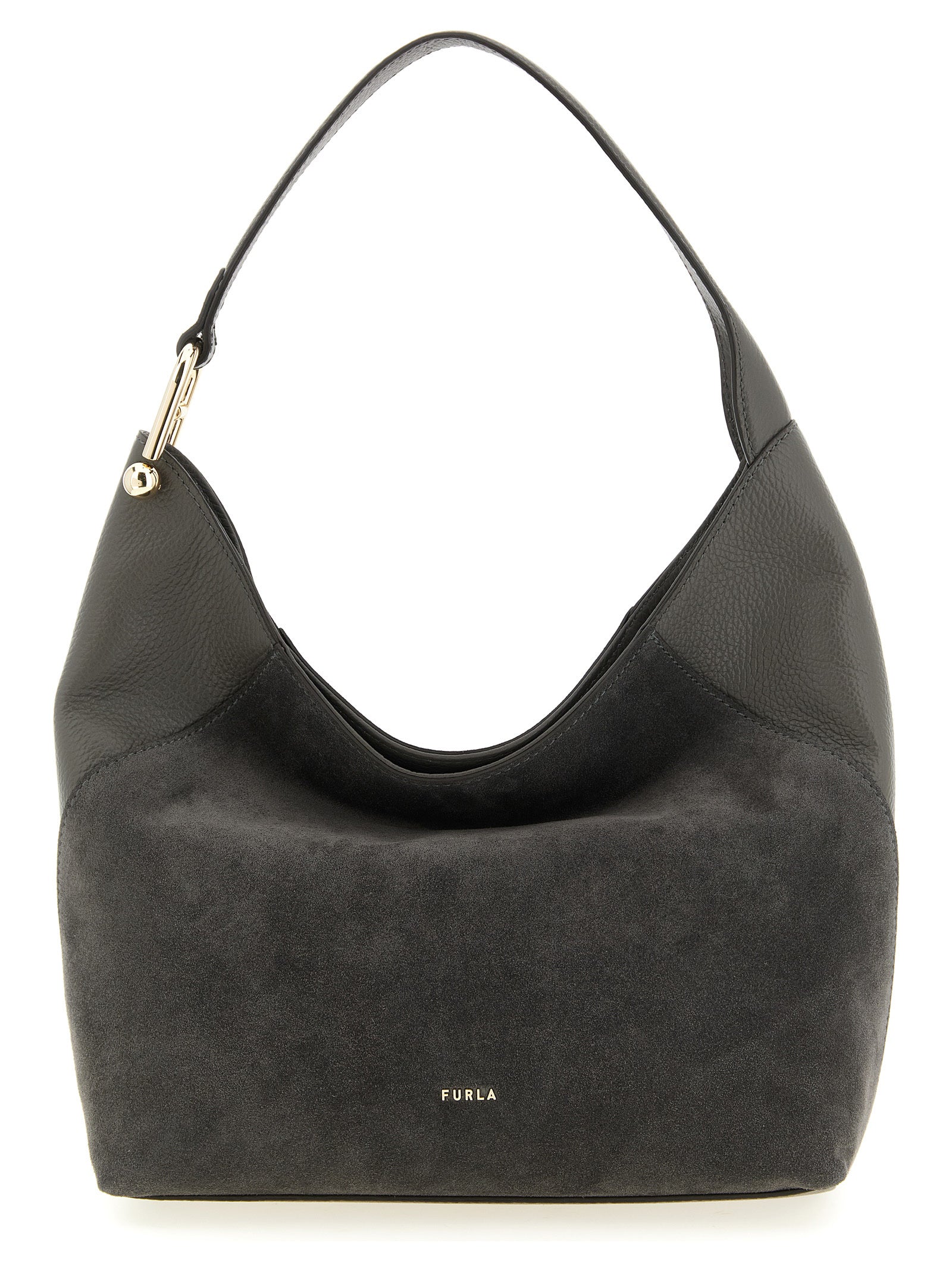 Furla Gray Calfskin Shoulder Bag