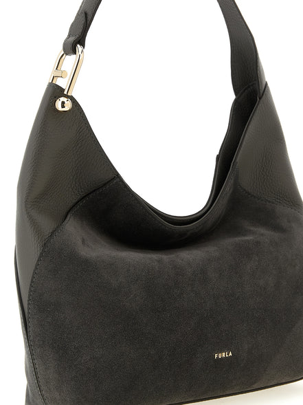 Furla Gray Calfskin Shoulder Bag