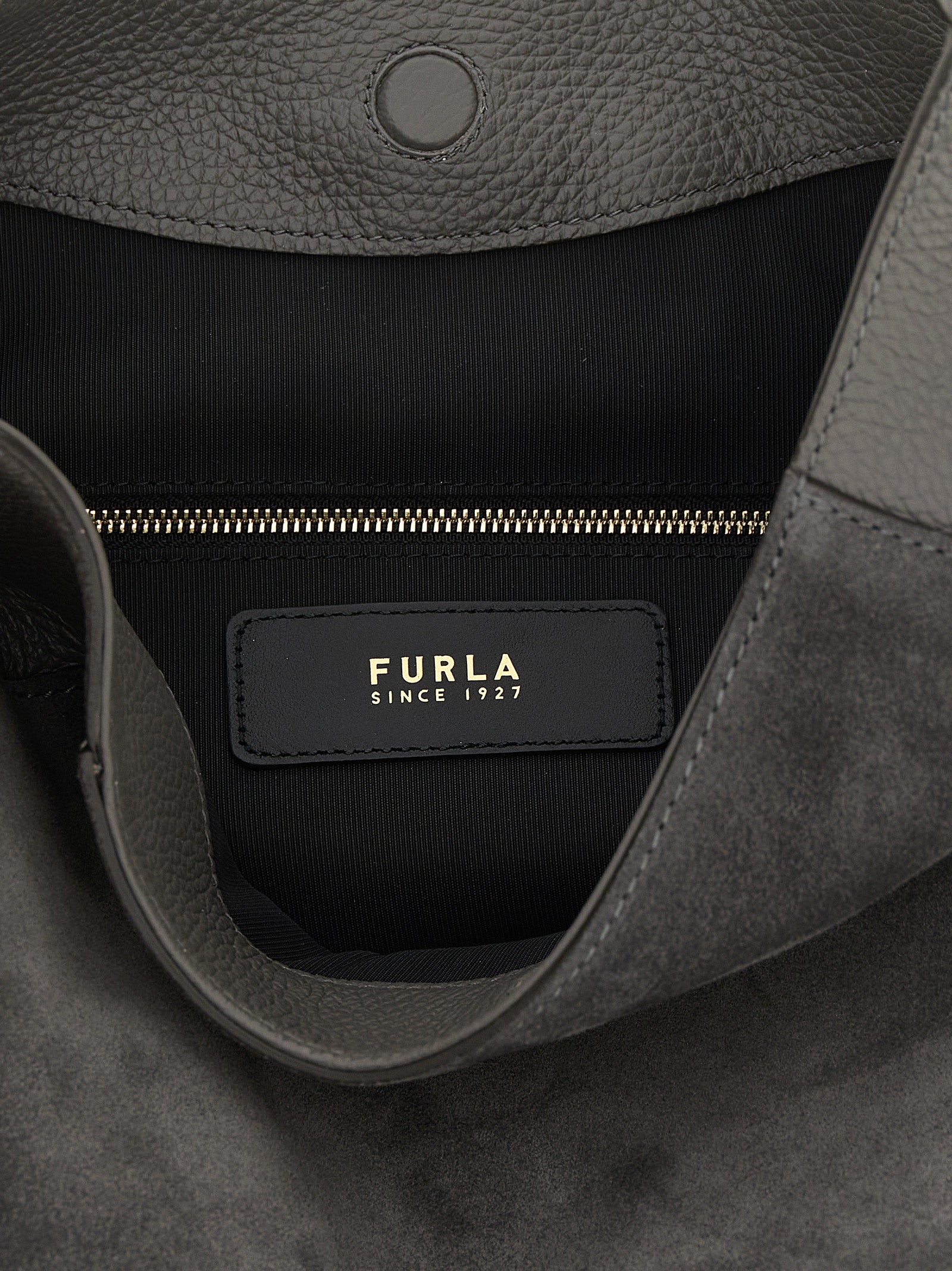 Furla Gray Calfskin Shoulder Bag