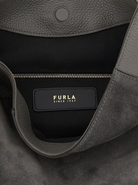 Furla Gray Calfskin Shoulder Bag