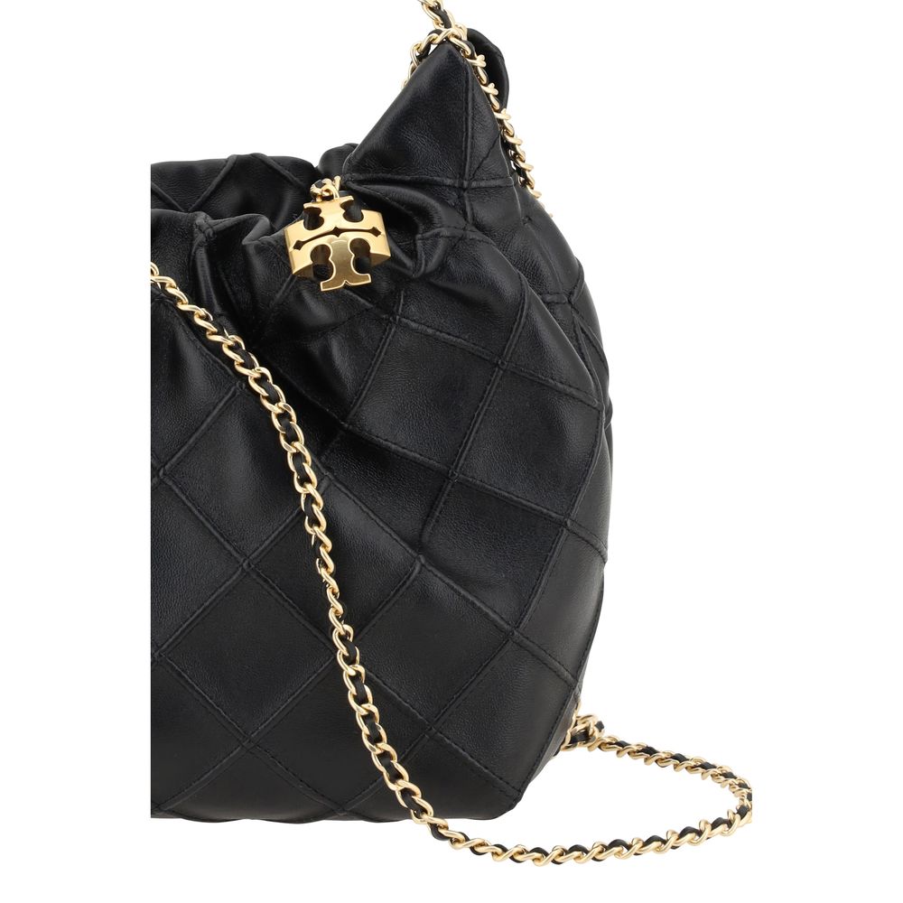 Tory Burch Black Calf Leather Bos Taurus Shoulder Bag
