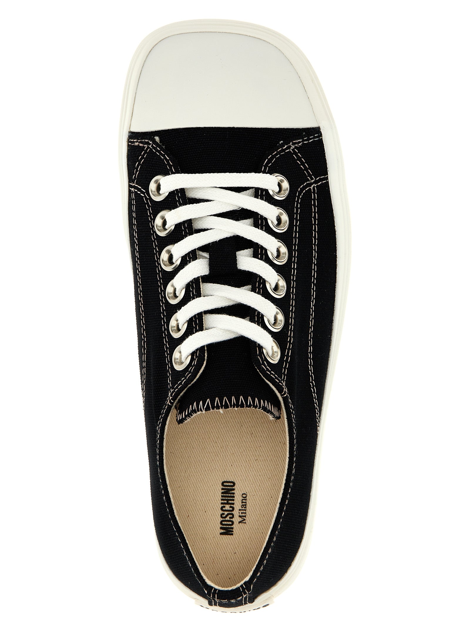Moschino Black Cotton Low Top Sneakers