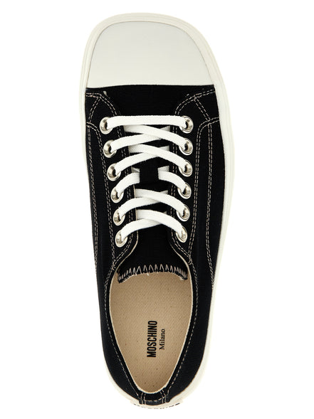 Moschino Black Cotton Low Top Sneakers