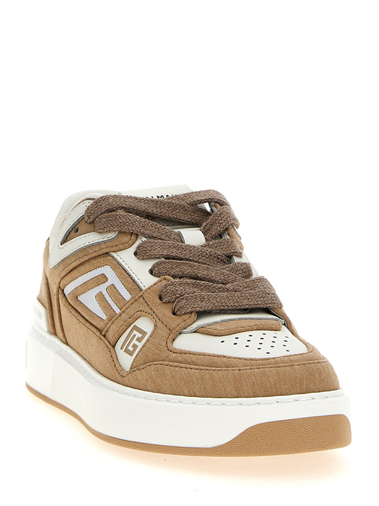 Balmain Beige Polyester Low Top Sneakers