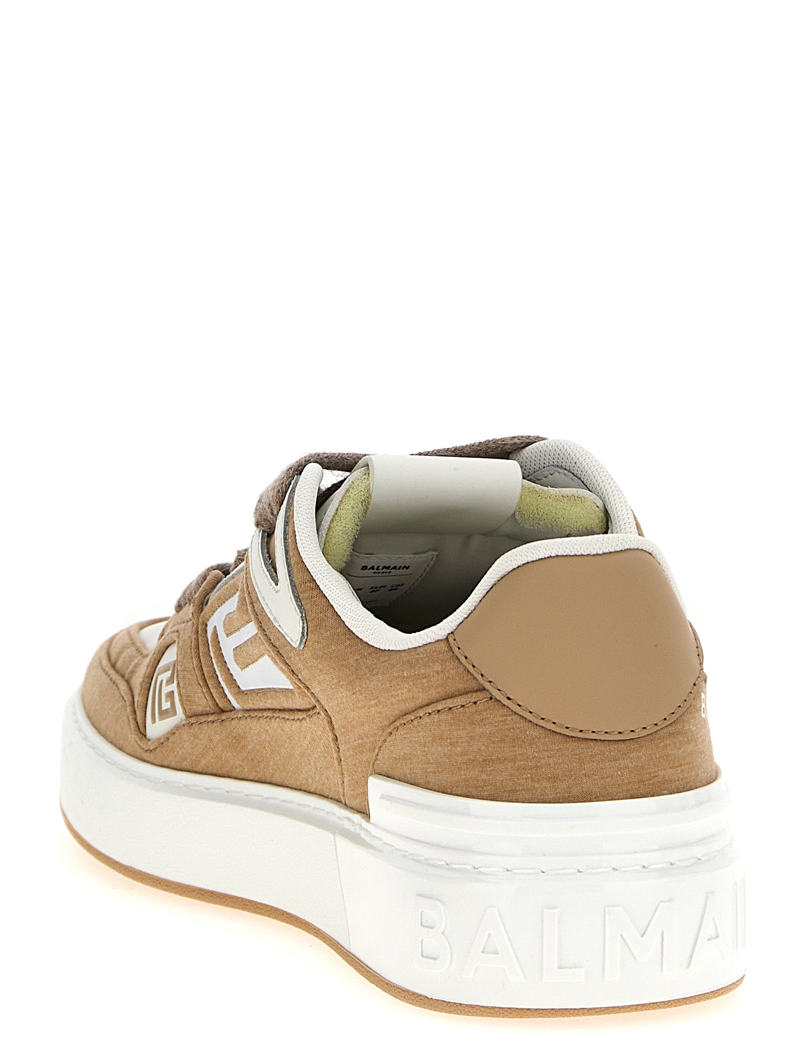 Balmain Beige Polyester Low Top Sneakers