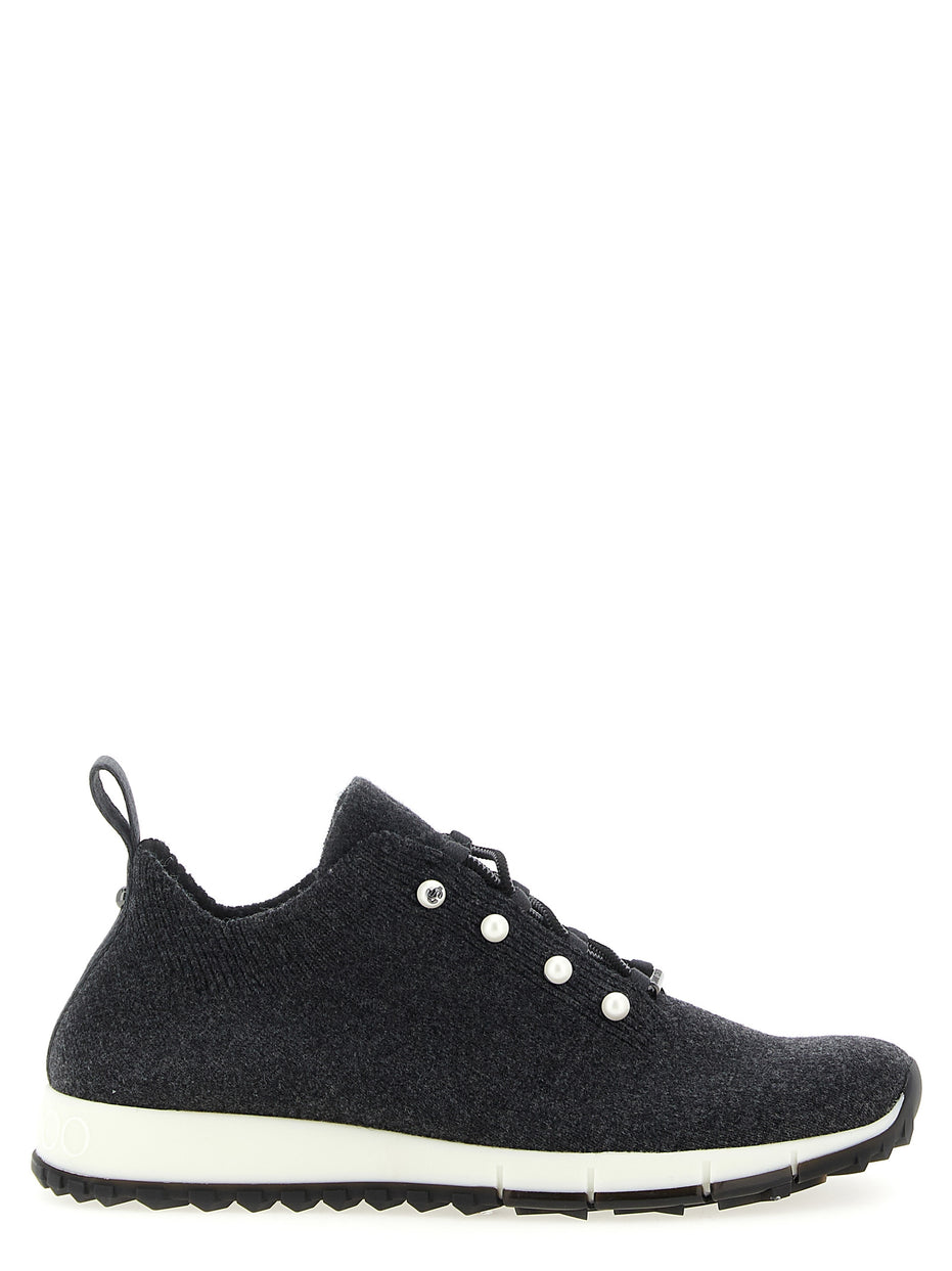 Jimmy Choo Black Tencel Low Top Sneakers