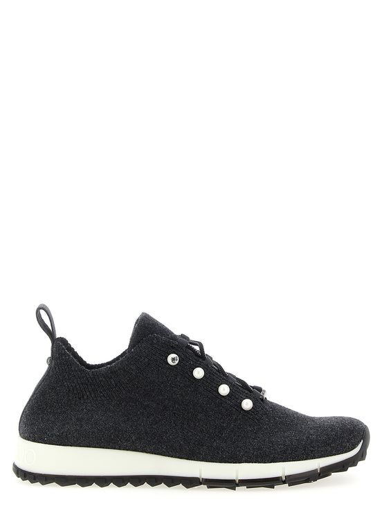 Jimmy Choo Black Tencel Low Top Sneakers