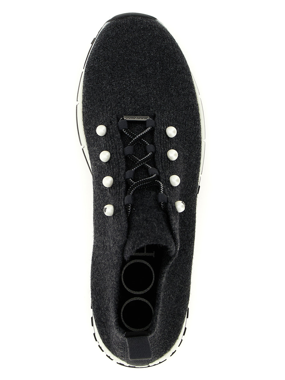 Jimmy Choo Black Tencel Low Top Sneakers