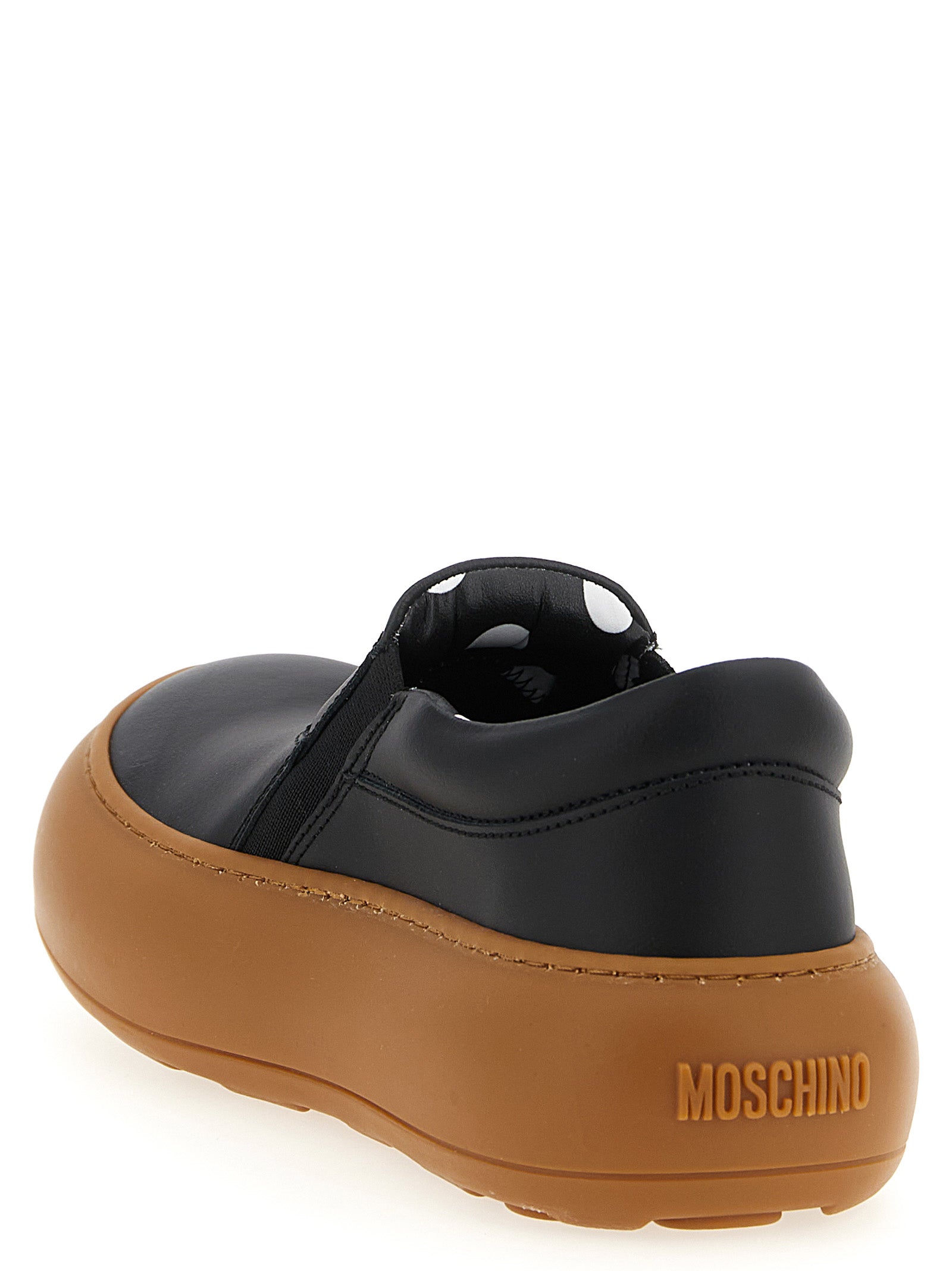 Μαύρα chunky αθλητικά παπούτσια Moschino από δέρμα